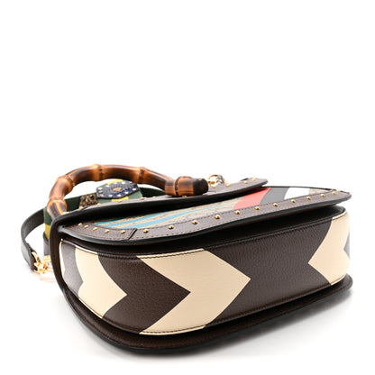 Gucci GG Supreme Monogram Studded Calfskin 100 Centennial Geometric Medium Bamboo 1947 Top Handle Bag Beige Ebony Multicolor 4 of 10