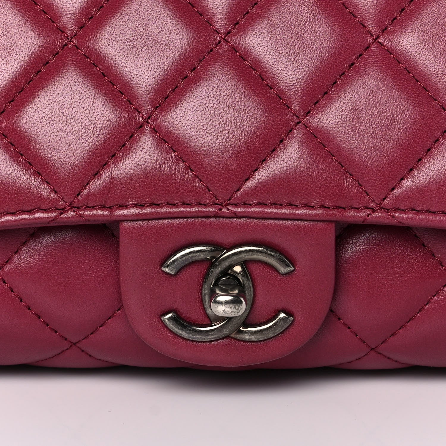 Chanel Lambskin Quilted Jumbo Grocery By Chanel Drawstring Shopping Bag Dark Pink 13 of 14