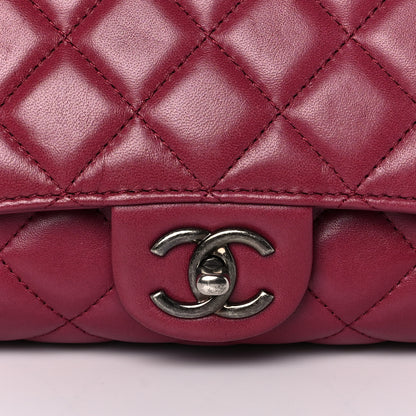 Chanel Lambskin Quilted Jumbo Grocery By Chanel Drawstring Shopping Bag Dark Pink 13 of 14