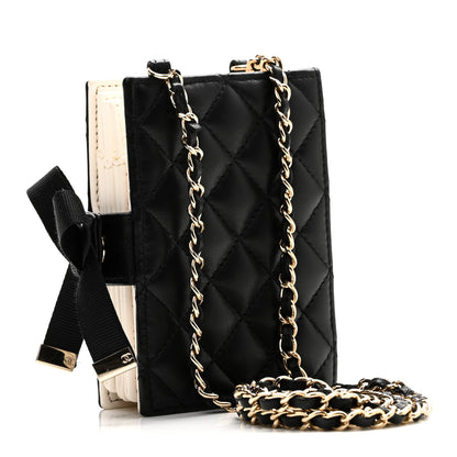 Chanel Lambskin Quilted Book Card Holder on Chain Black 3 of 9