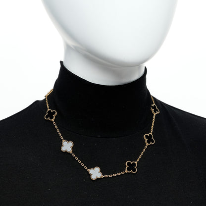 Van Cleef & Arpels 18K Yellow Gold Black Onyx 10 Motifs Vintage Alhambra Necklace 2 of 5