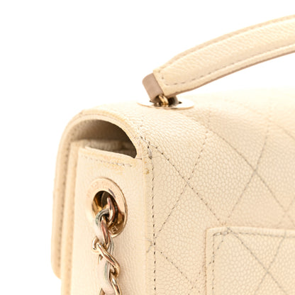Chanel Grained Calfskin Quilted Small Cuba Top Handle Flap White 14 of 14