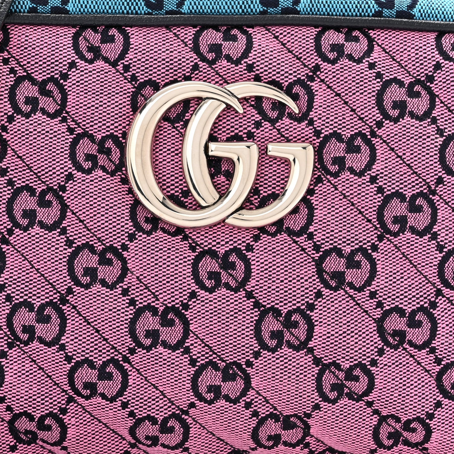 Gucci Monogram Multicolor Matelasse Diagonal Small GG Marmont Chain Shoulder Bag Pink Blue Green Red Light Blue 8 of 10