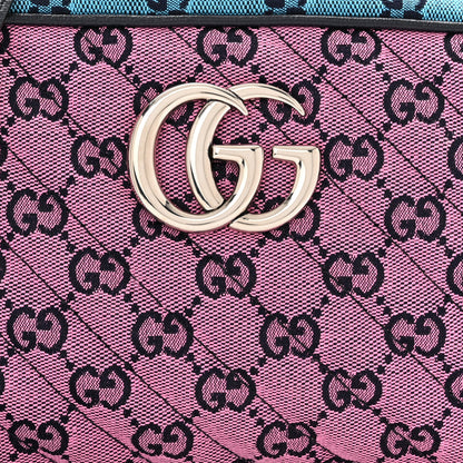 Gucci Monogram Multicolor Matelasse Diagonal Small GG Marmont Chain Shoulder Bag Pink Blue Green Red Light Blue 8 of 10