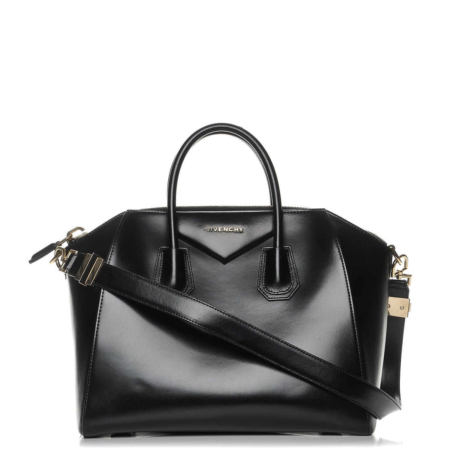 Shiny Lord Calfskin Medium Antigona Black