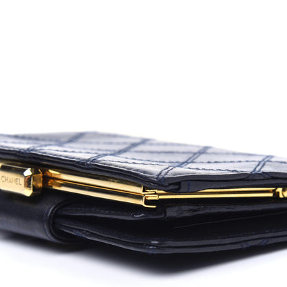 Chanel Lambskin Diamond Stitched Compact French Wallet Navy 14 of 18