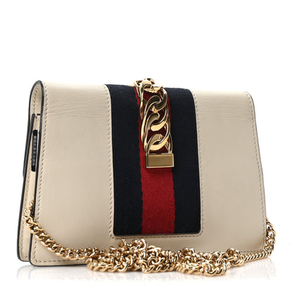 Gucci Calfskin Super Mini Sylvie Chain Shoulder Bag White 3 of 10