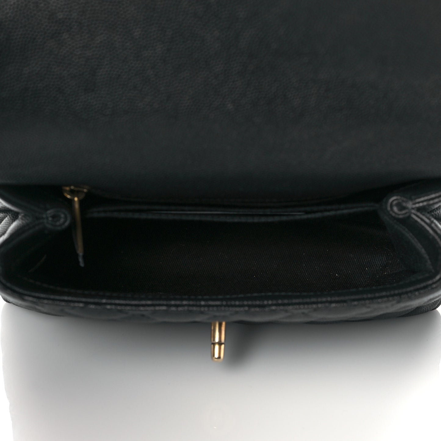 Caviar Lizard Embossed Quilted Mini Coco Handle Flap Black