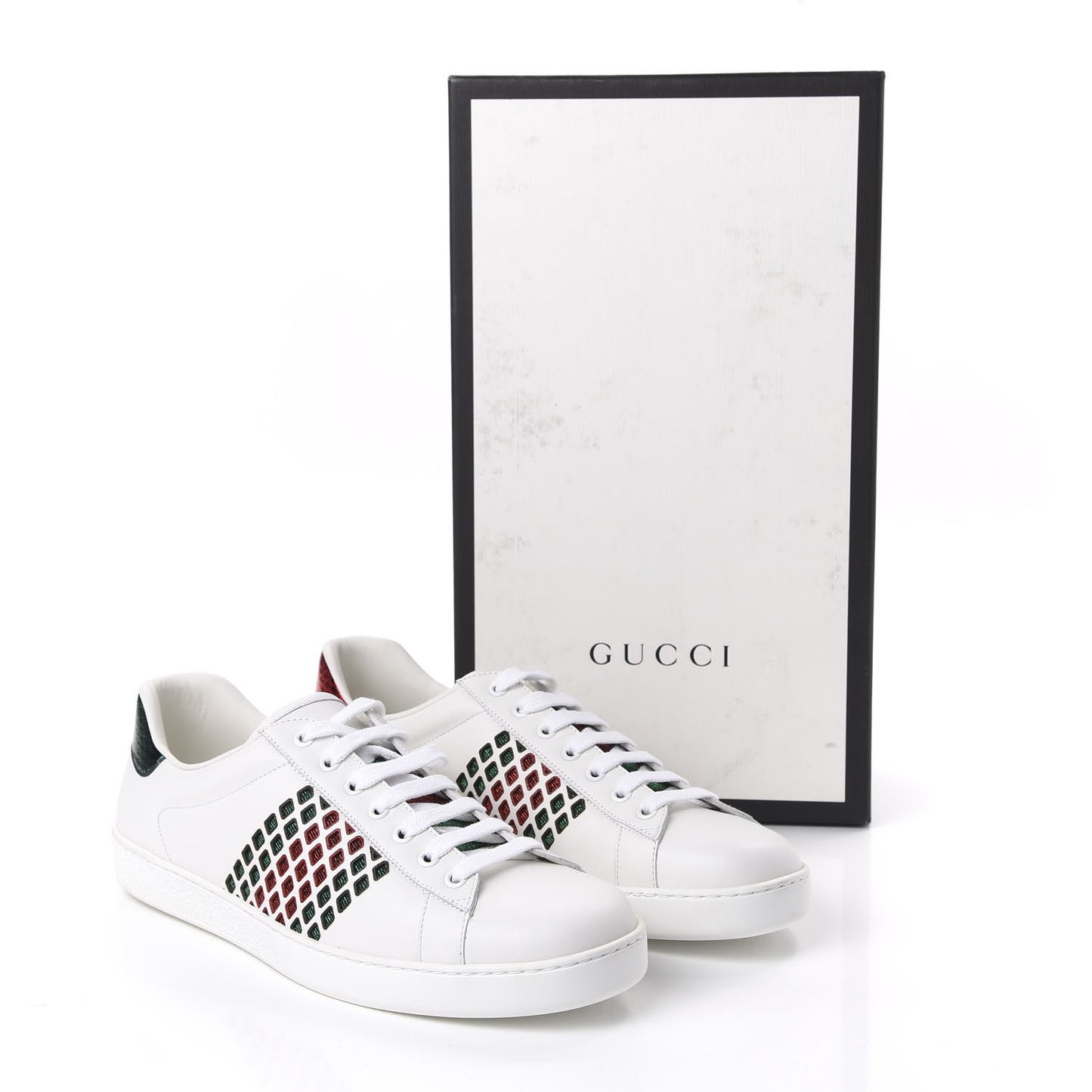 Calfskin Mens Ace Sneakers 9.5 White Green