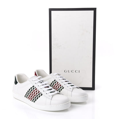 Gucci Calfskin Mens Ace Sneakers 9.5 White Green 9 of 10
