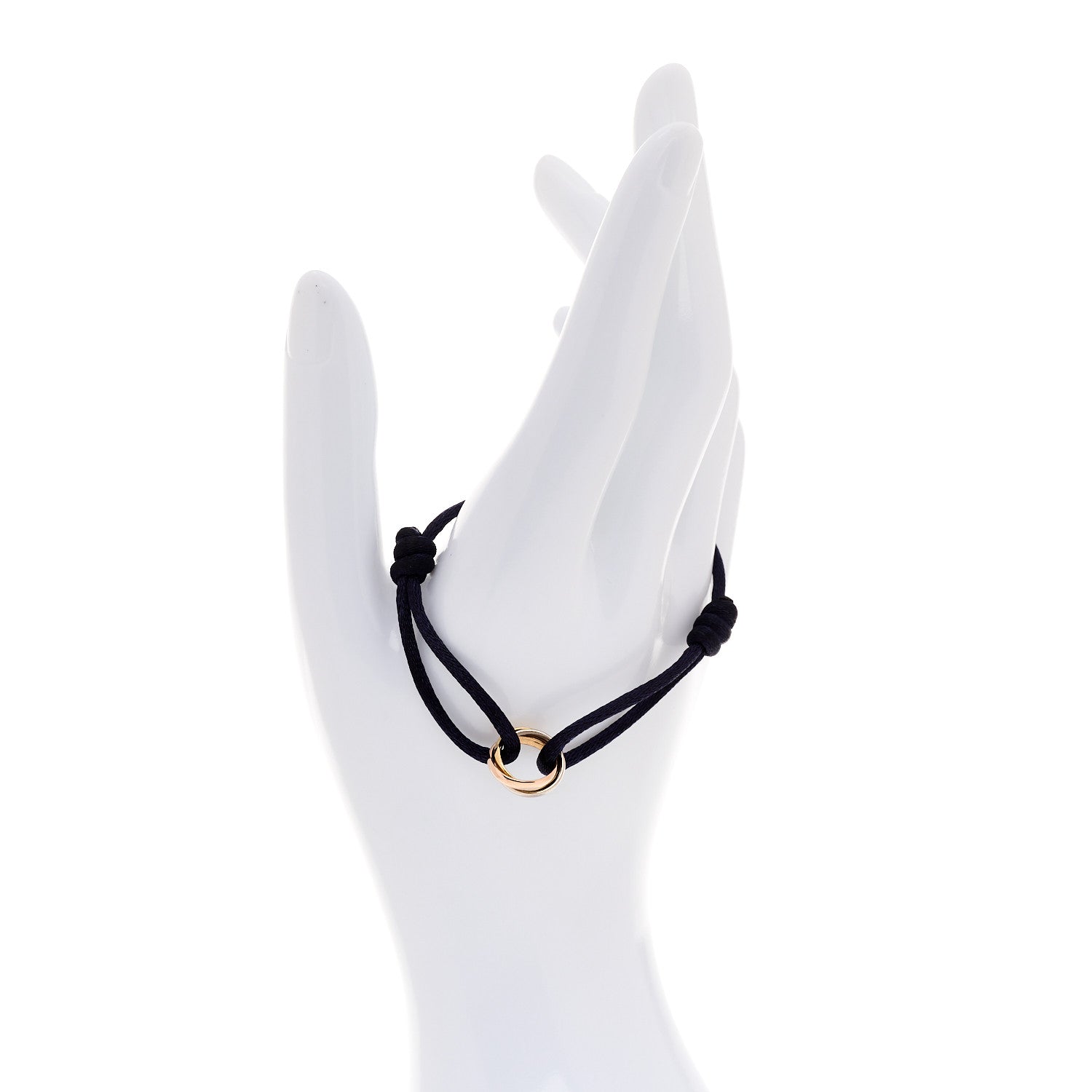 Cartier 18K White Gold Ceramic Trinity Adjustable Cord Bracelet Navy 2 of 5