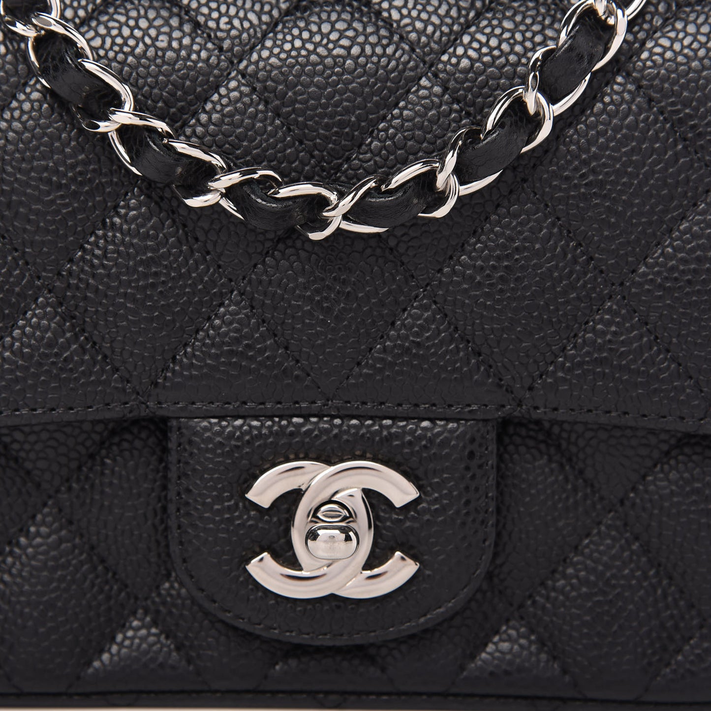 Caviar Quilted Mini Square Flap Black