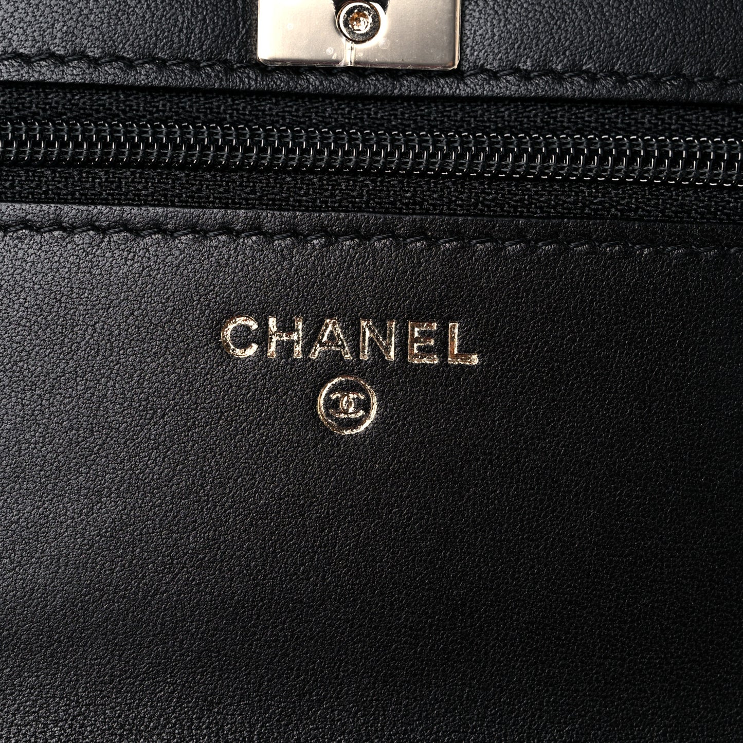 Lambskin Quilted Trendy CC Wallet On Chain WOC Black