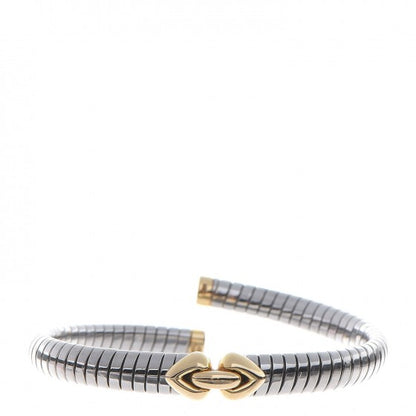 Bulgari BVLGARI 18K Gold Stainless Steel Tubogas Open Hearts Bracelet 1 of 7