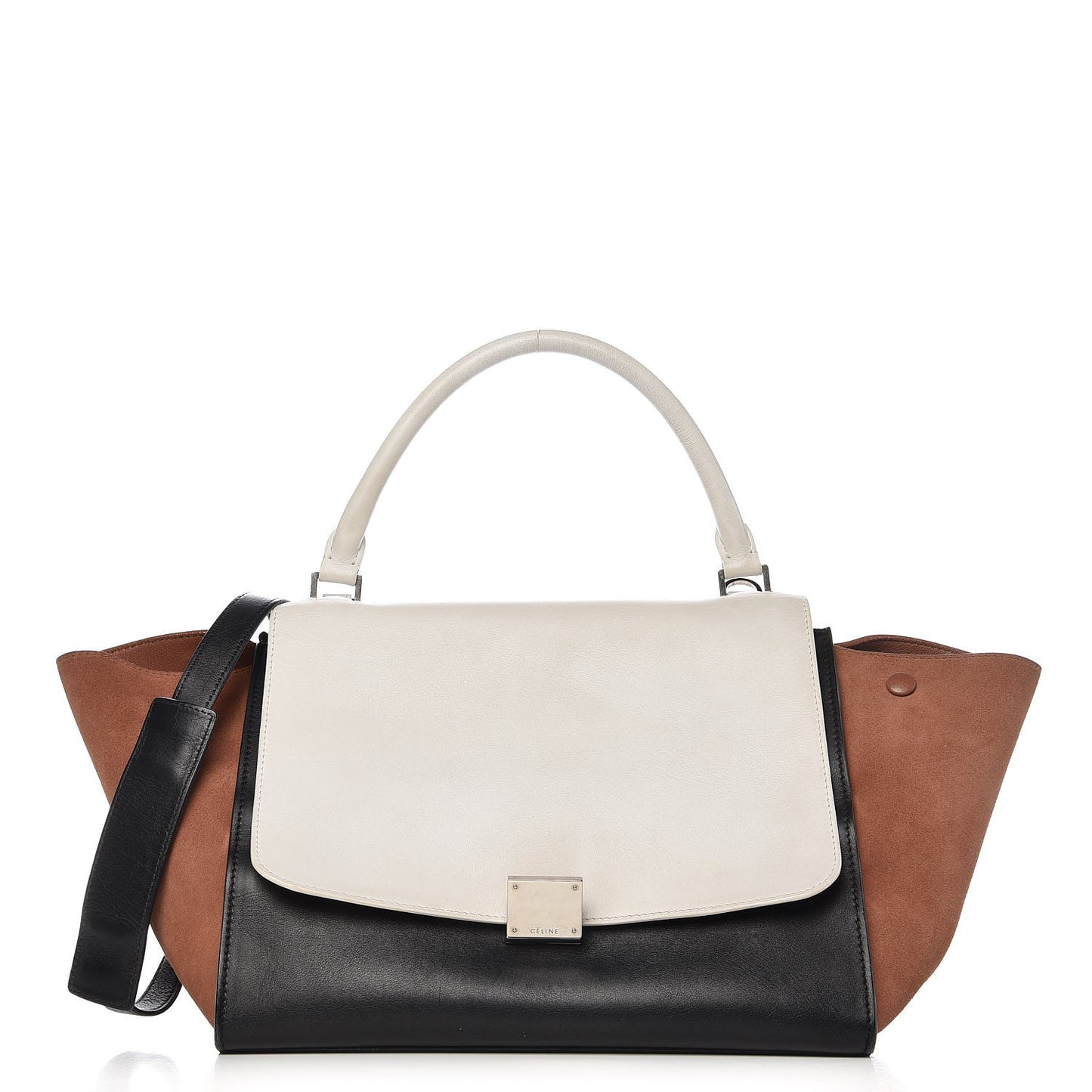 Smooth Calfskin Suede Tri-Color Medium Trapeze White