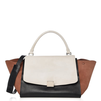 Celine Smooth Calfskin Suede Tri-Color Medium Trapeze White 1 of 7