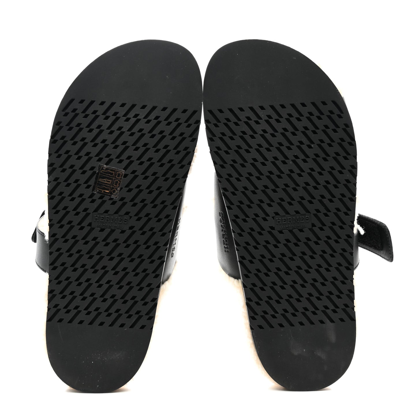 Calfskin Woolskin Chypre Sandals 39.5 Black Ecru