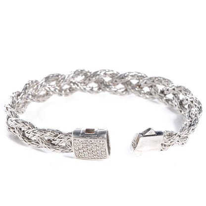 John Hardy Sterling Silver Pave Diamonds Classic Chain Braided Bracelet Small 3 of 5