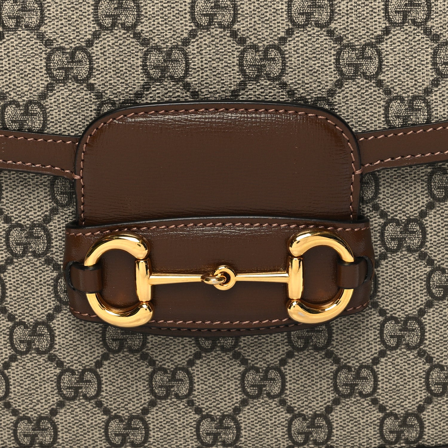 Gucci GG Supreme Monogram Horsebit 1955 Shoulder Bag Beige Brown Sugar 9 of 12