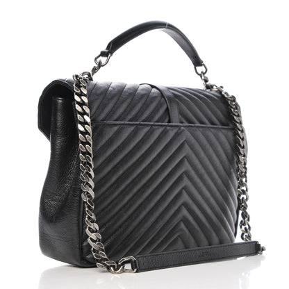 Saint Laurent Sheepskin Matelasse Chevron Monogram Large College Satchel Black 4 of 8