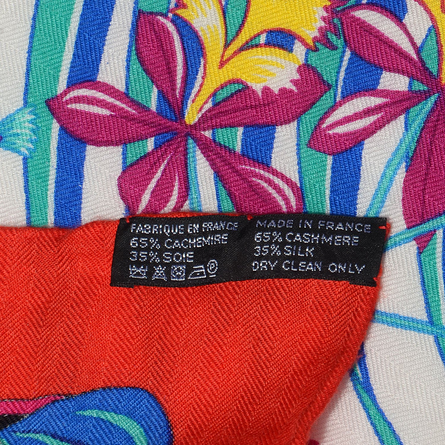 Hermes Cashmere Silk Flamingo Party Shawl 140 Rouge Vif Blanc Bleu 8 of 8