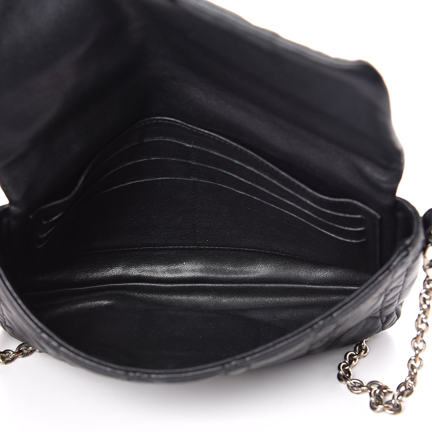Lambskin Cannage New Lock Pouch Black