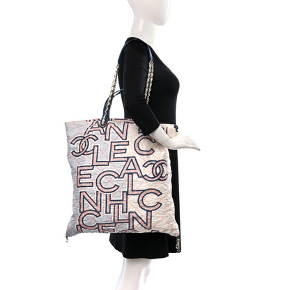 Chanel Nylon Stitched Printed Logo Shopping Bag Multicolor 3 of 11