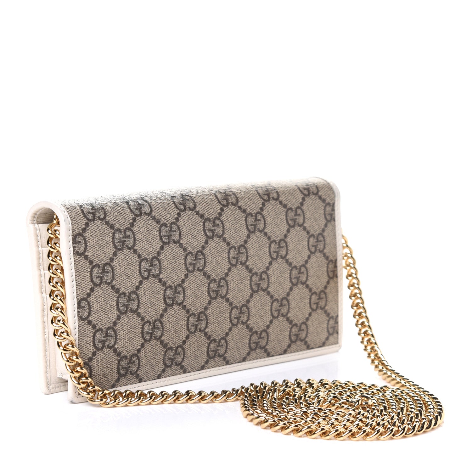 Gucci GG Supreme Monogram Azalea Calfskin Horsebit 1955 Wallet On Chain Beige Ebony Mystic White 2 of 5