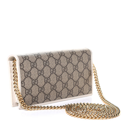 Gucci GG Supreme Monogram Azalea Calfskin Horsebit 1955 Wallet On Chain Beige Ebony Mystic White 2 of 5