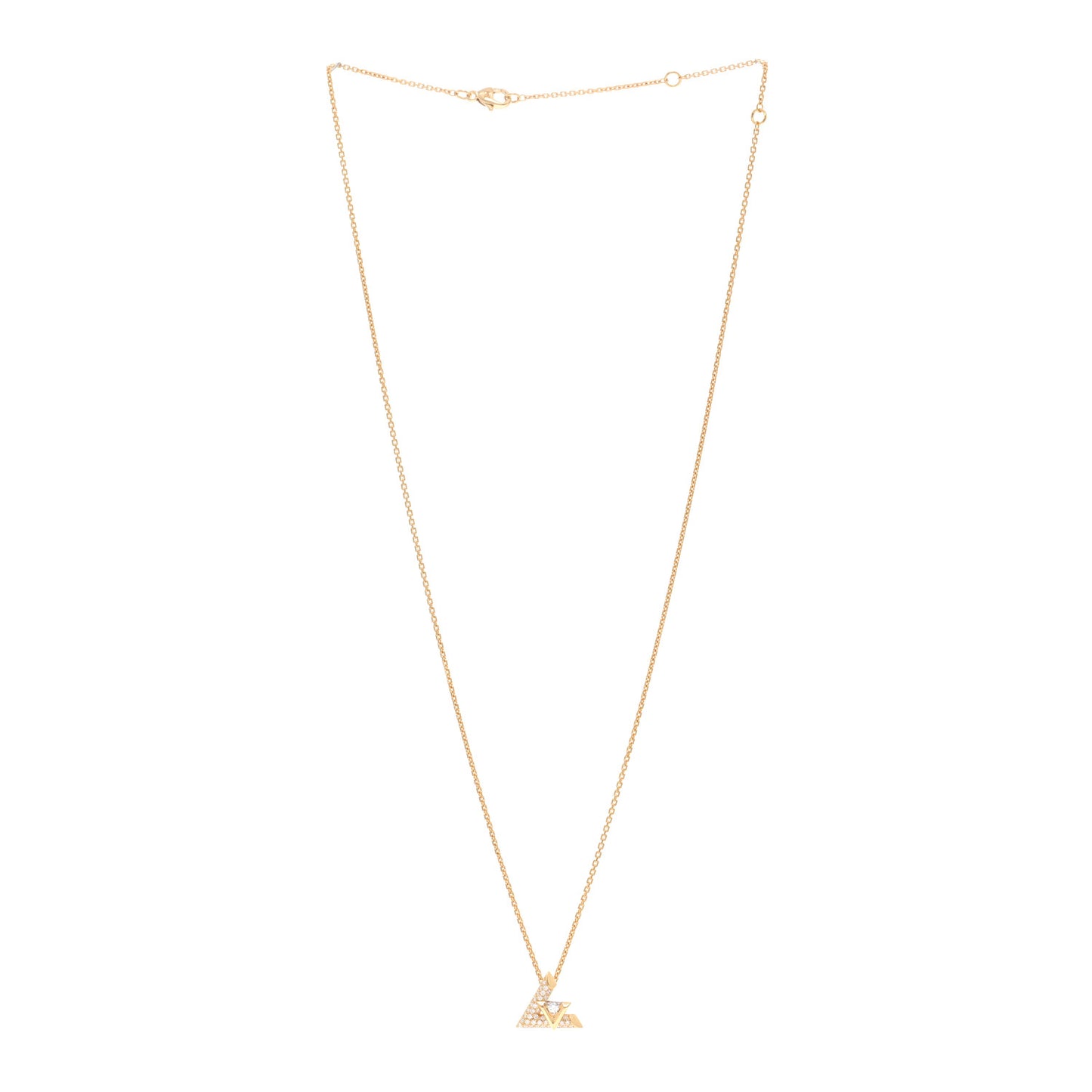 18K Yellow Gold Diamond LV Volt One Pave Pendant Necklace