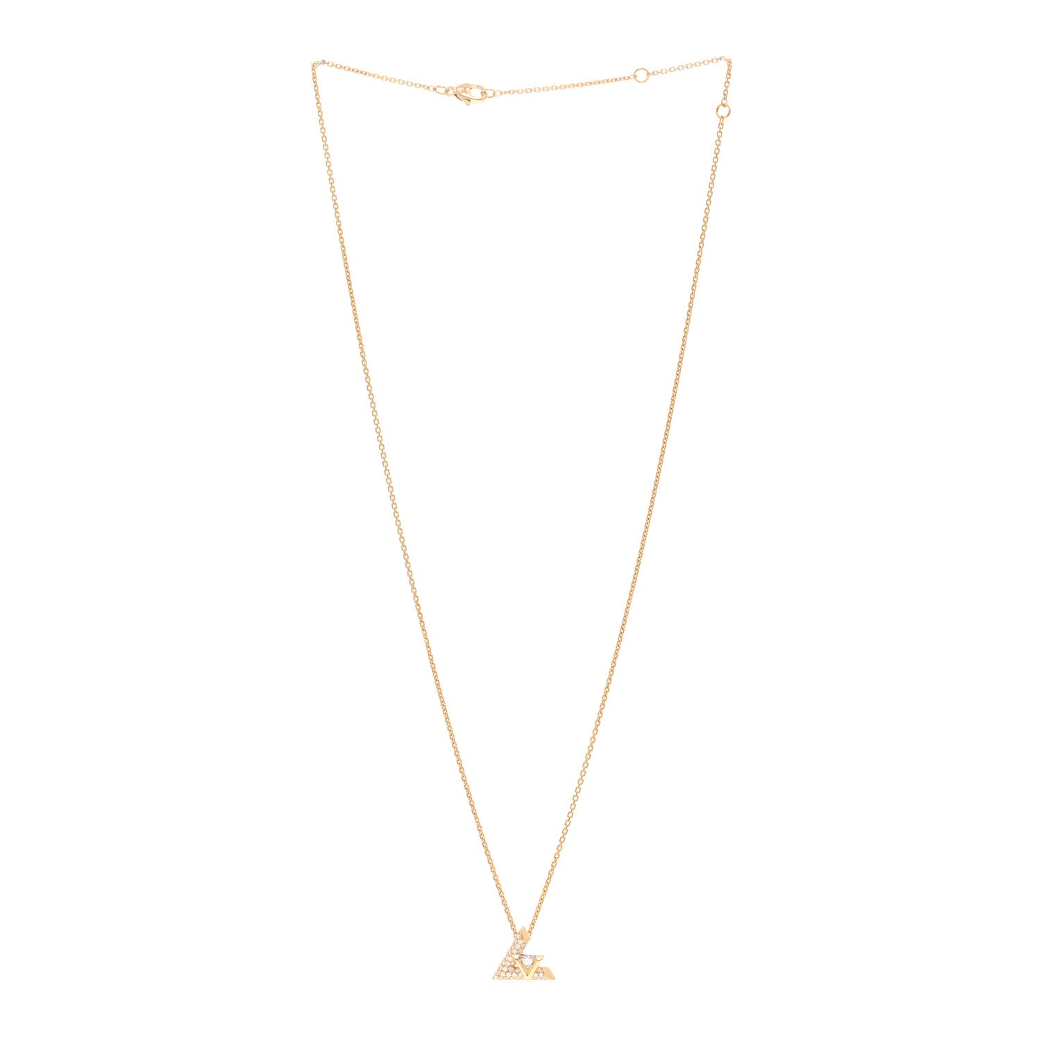 Louis Vuitton 18K Yellow Gold Diamond LV Volt One Pave Pendant Necklace 3 of 6