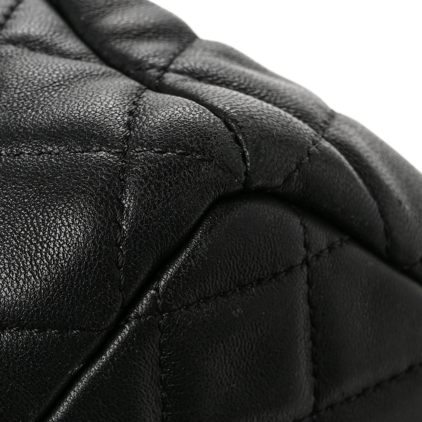 Lambskin Quilted CC Chain Bucket Bag Black Black