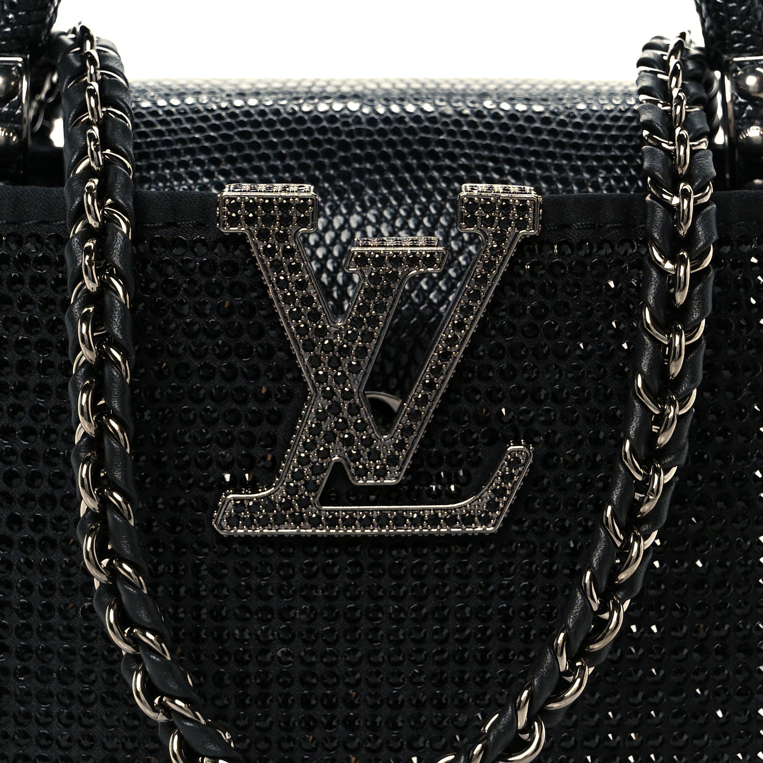 Louis Vuitton Swarovski Crystal Satin Lizard Nano Capucines Black 8 of 10