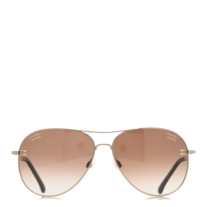 Chanel Aviator CC Sunglasses 4189-T-Q Gold 2 of 7
