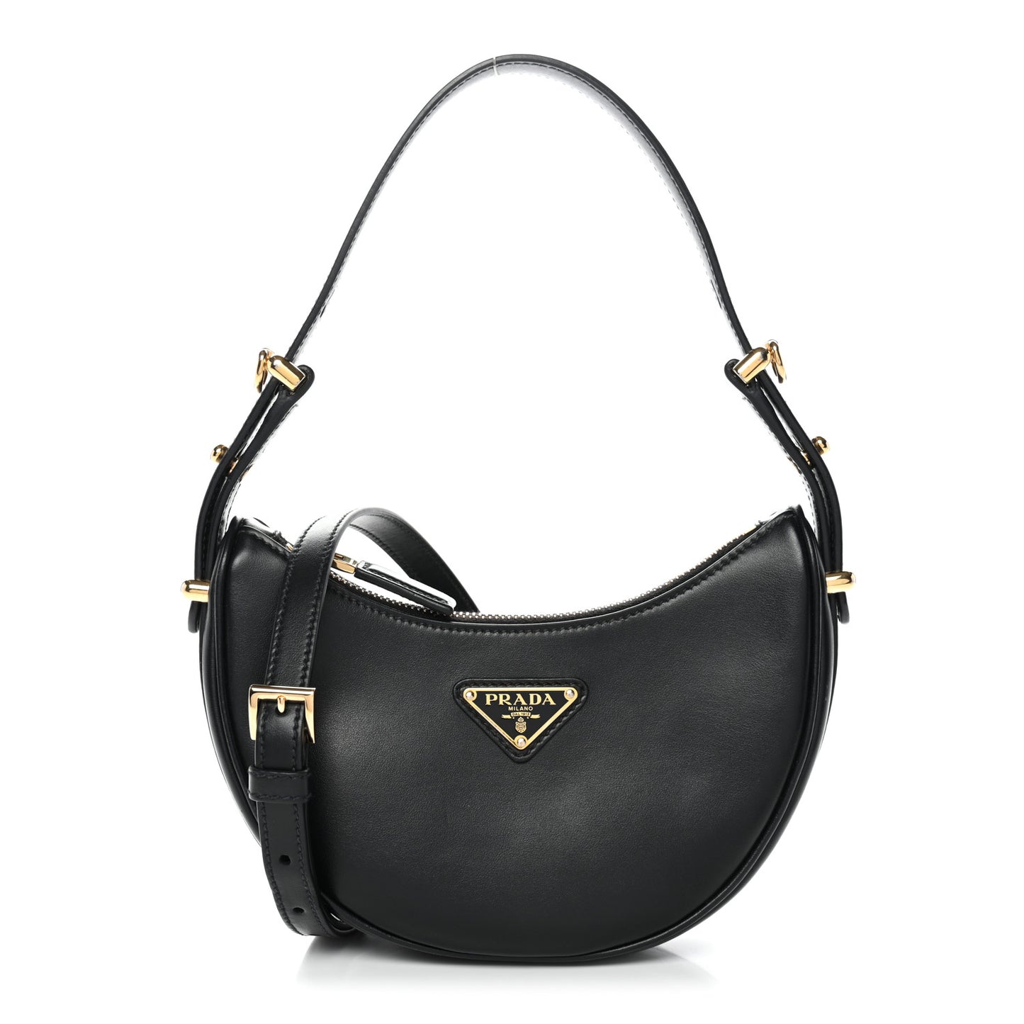 Soft Calfskin Arque Shoulder Bag Black