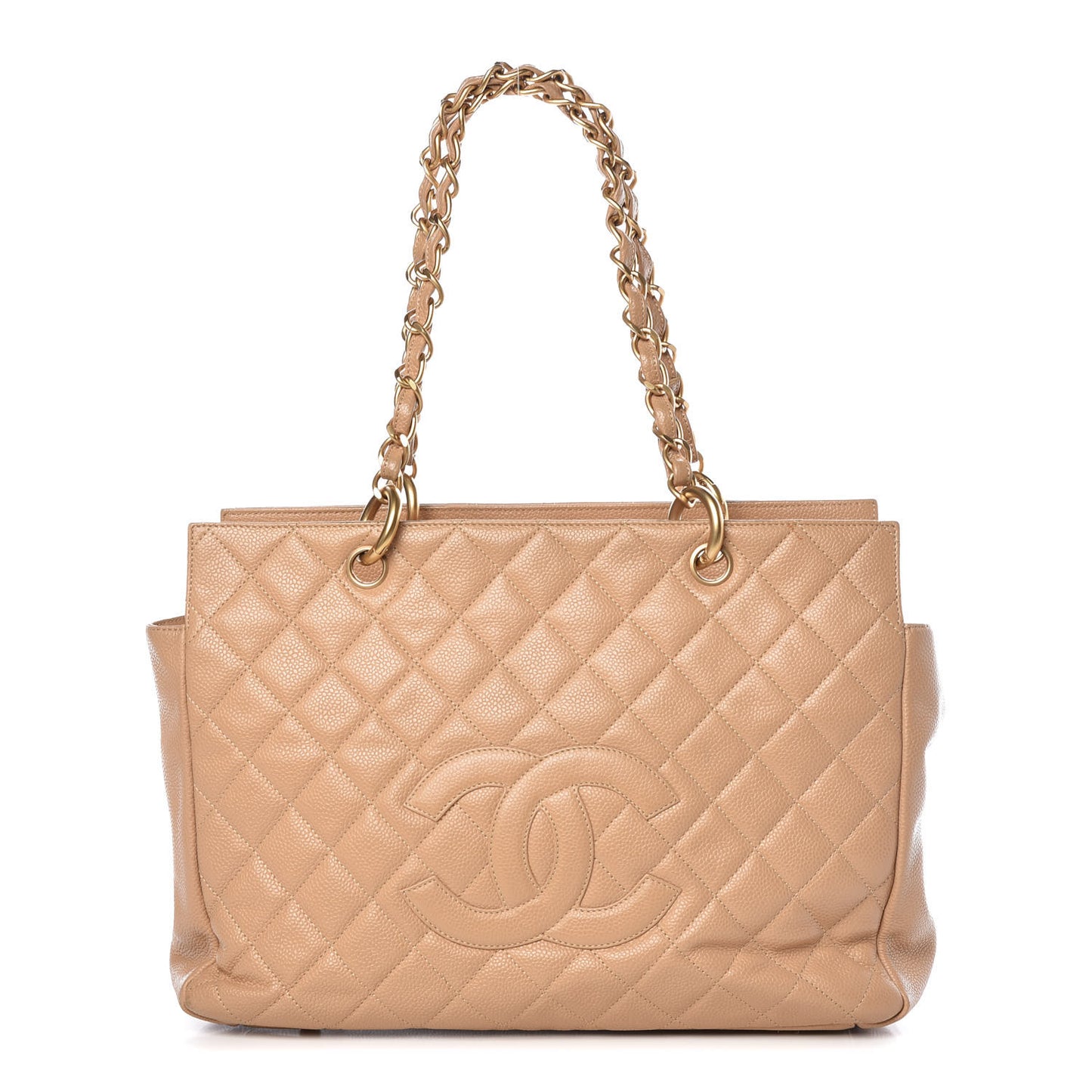 Caviar Quilted Grand Timeless Tote GTT Beige