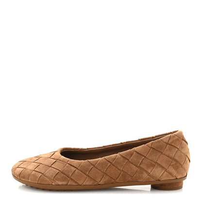 Bottega Veneta Suede Intrecciato Ballet Flats 36 Caramel 1 of 8