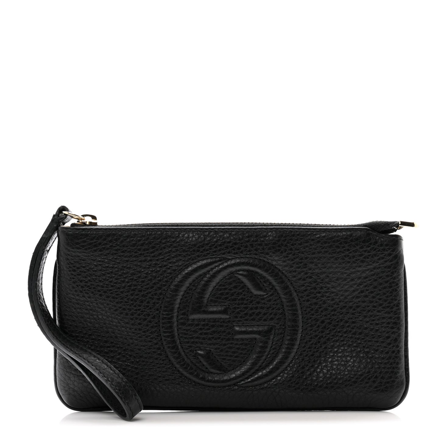 Pebbled Calfskin Soho Wristlet Black