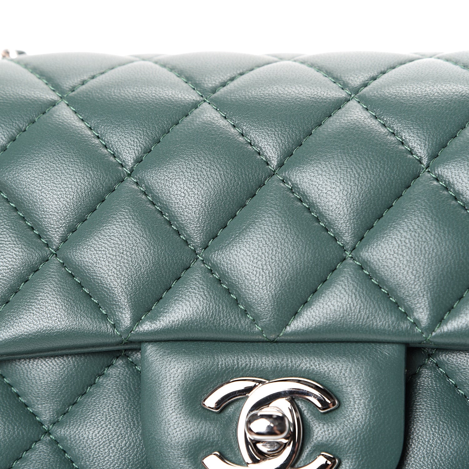 Chanel Lambskin Quilted Mini Rectangular Flap Green 10 of 11