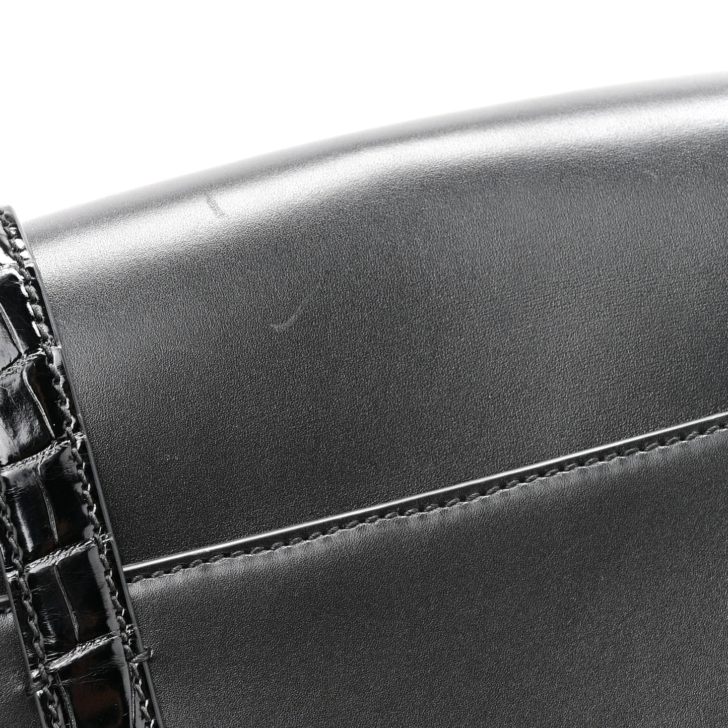 Calfskin Crocodile GG Double Buckle Medium Messenger Bag Black