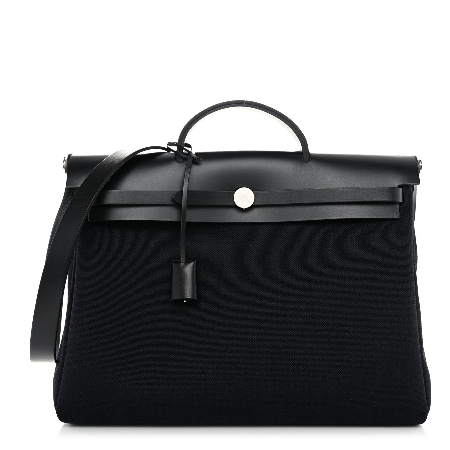 Hermes Military Toile Vache Hunter Herbag Messenger 39 Black 1 of 12