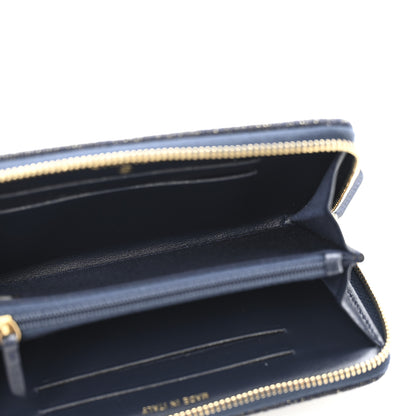 Chanel Lurex Canvas Medium Deauville Zip Around Wallet Navy Blue Gold 5 of 10