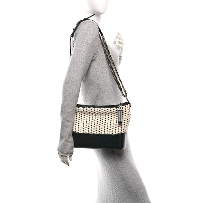 Chanel Wool Calfskin Medium Gabrielle Hobo Black White 2 of 10