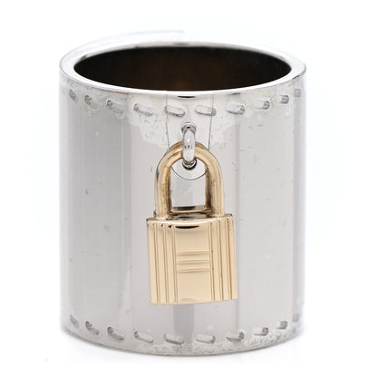 Hermes Permabrass Cadenas Charm Scarf Ring Silver Gold 1 of 4