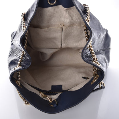 Gucci Patent Medium Soho Chain Shoulder Bag Uniform Blue 5 of 7