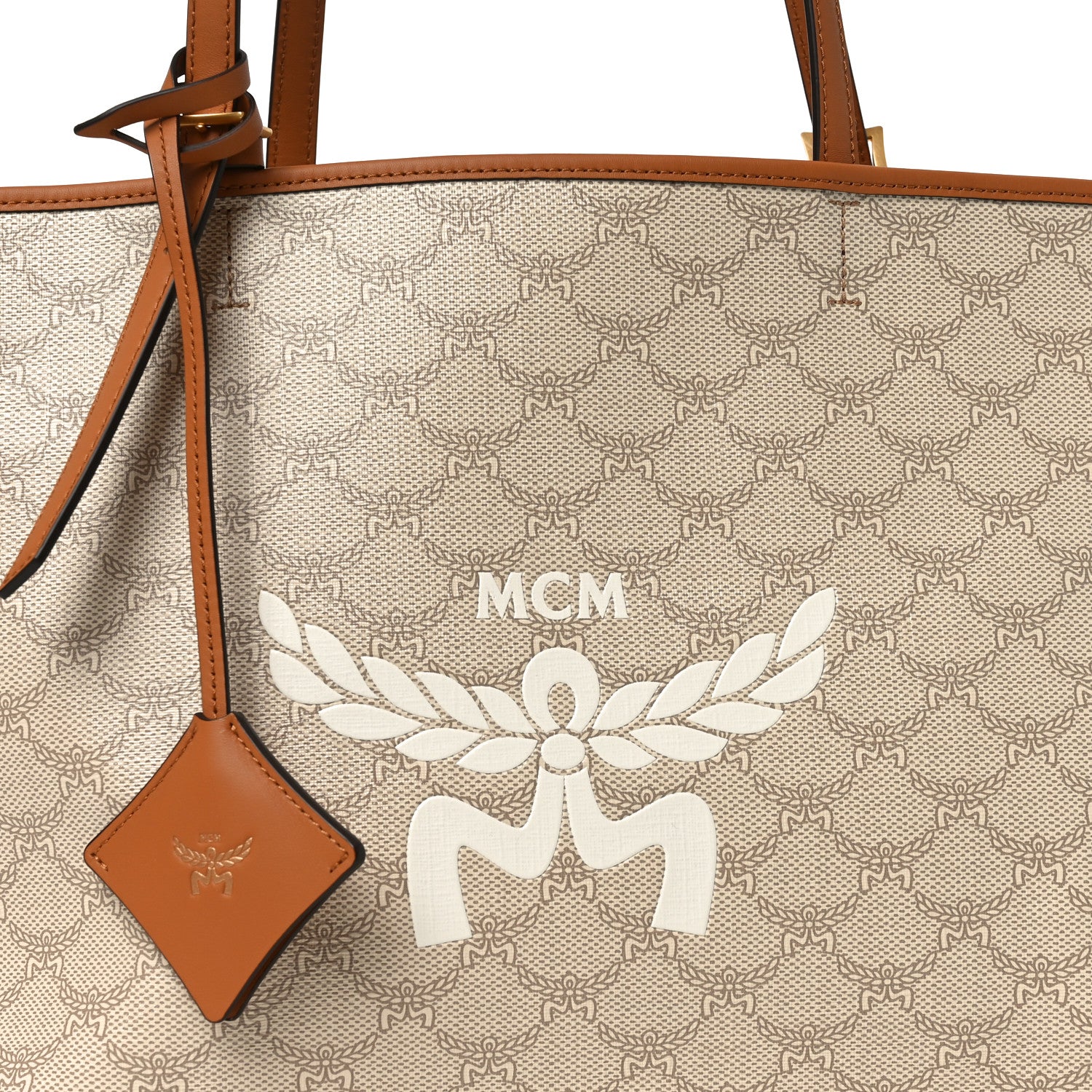 MCM Lauretos Nappa Medium Himmel Shopper Tote Oatmeal 7 of 9