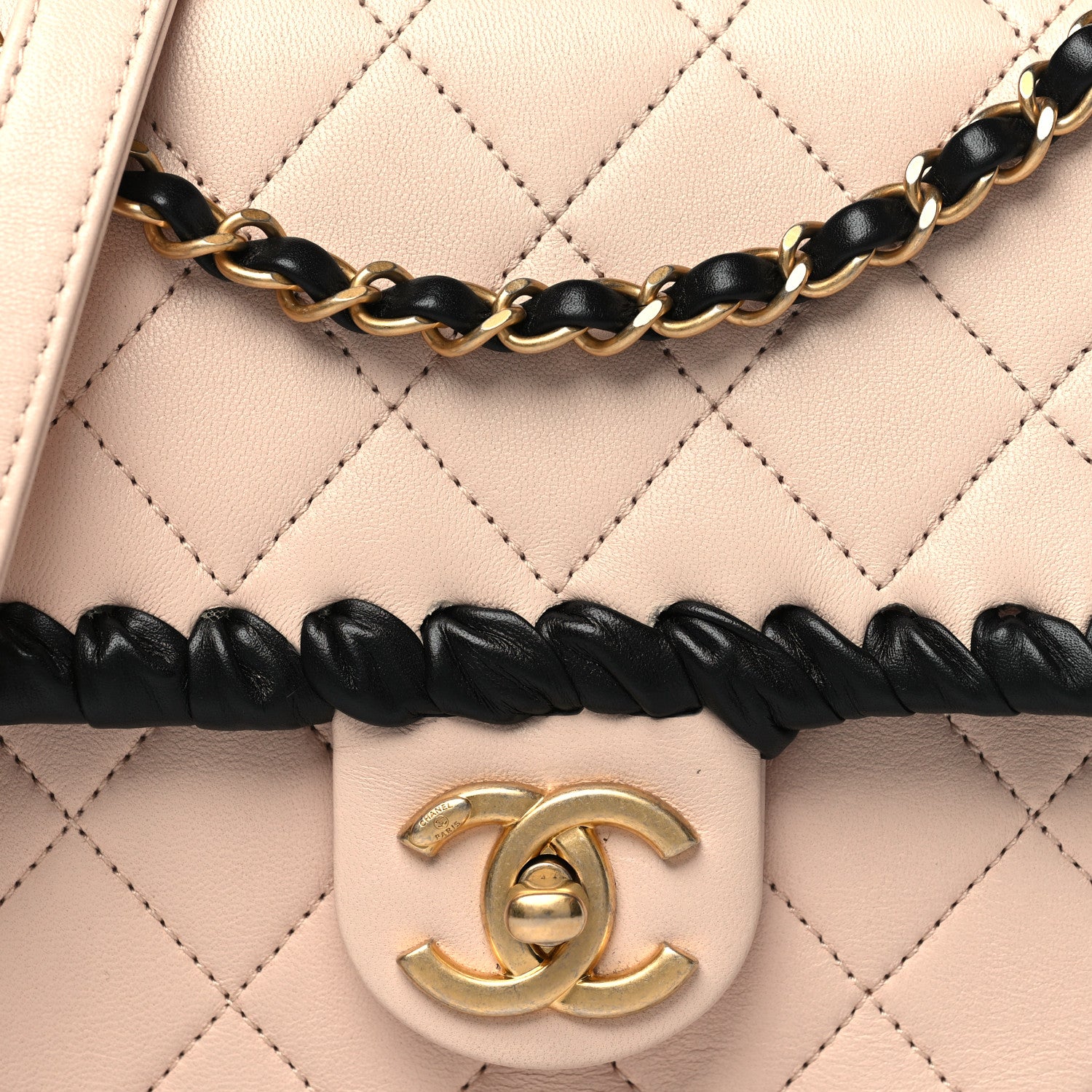 Chanel Braided Calfskin My Own Frame Flap Light Beige Black 5 of 10