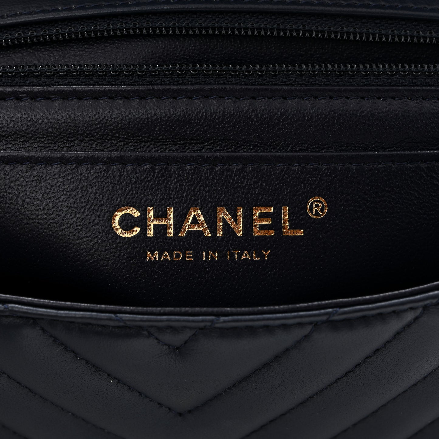 Lambskin Chevron Quilted Mini Rectangular Flap Navy