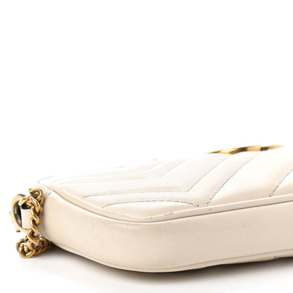 Gucci Calfskin Matelasse Mini GG Marmont Chain Crossbody Bag White 9 of 10