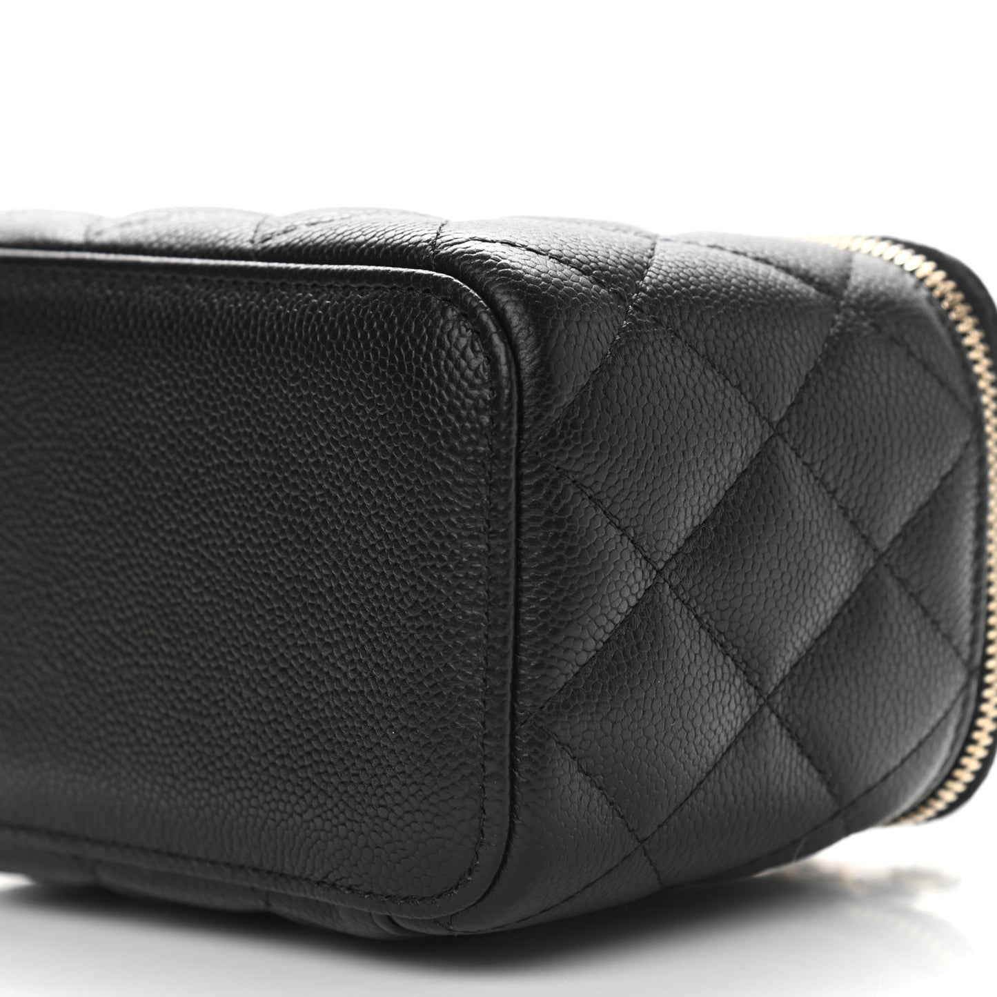 Caviar Quilted Small Tiny CC Vanity Case With Chain Black